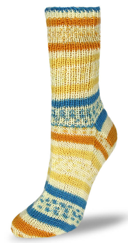 ponožková příze Flotte Socke 4f. Pastell -1610 žluto-modro-oranžová