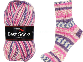 ponožková příze 6 nitka Best Socks 7372 růžová