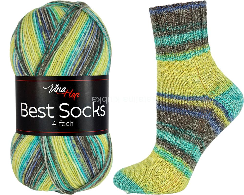 ponožkovková příze Best Socks 7320 žlutotyrkysohnědá