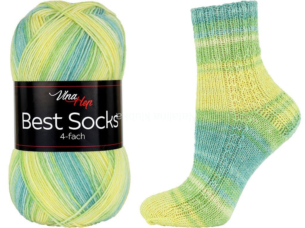 ponožková příze Best Socks 4 fach ( Vlna Hep) 7344 zelenkavožlutá