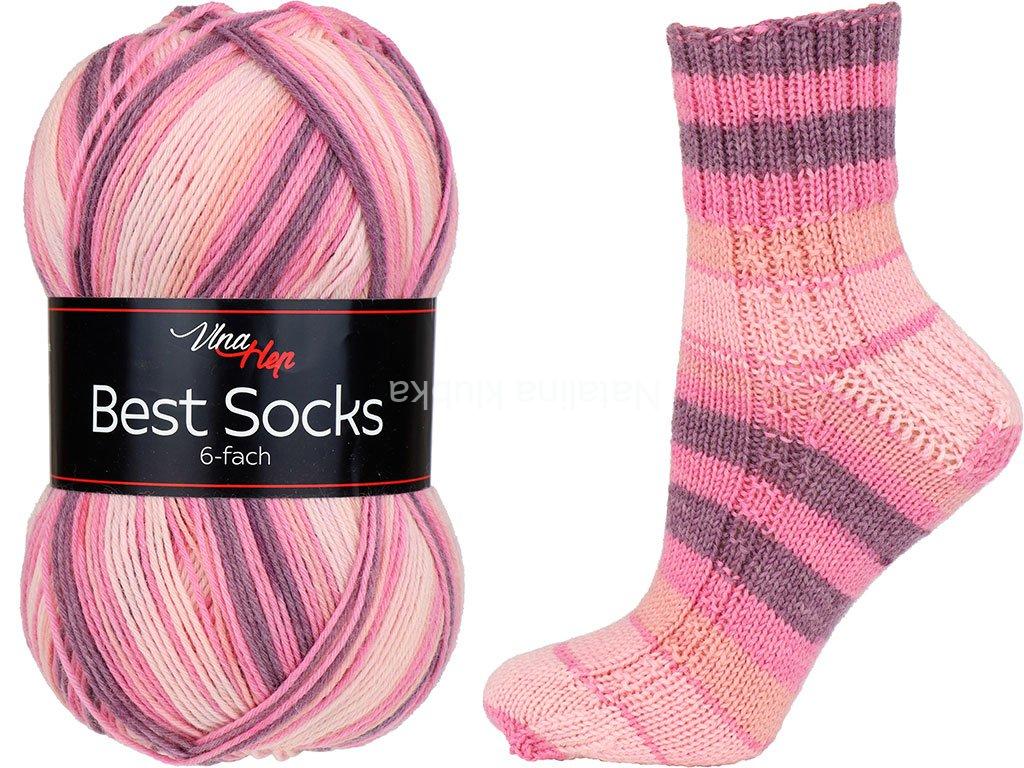 ponožková příze 6 nitka Best Socks 7361- růžová