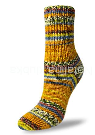 Flotte-Socke-6f-Bambus-Merino-Celebration 7074 žlutě pestrý