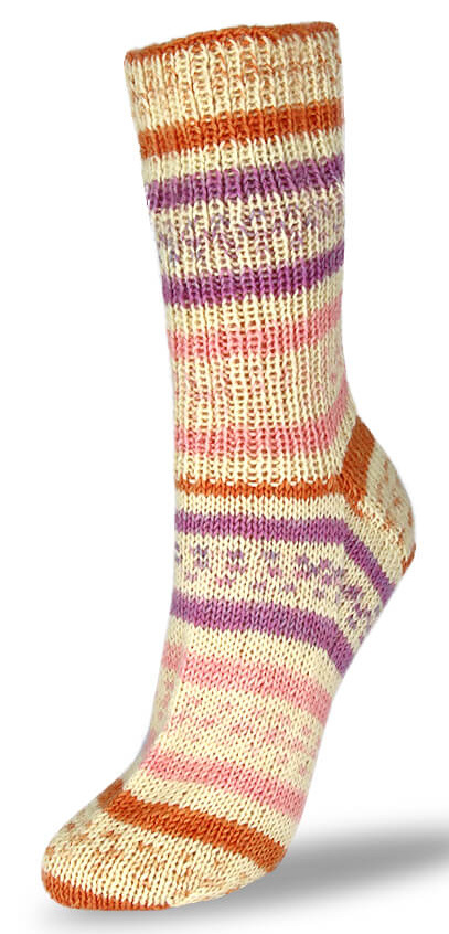 ponožková příze Flotte Socke 4f. Pastell -1615 růžovo-růžovo-oranžová