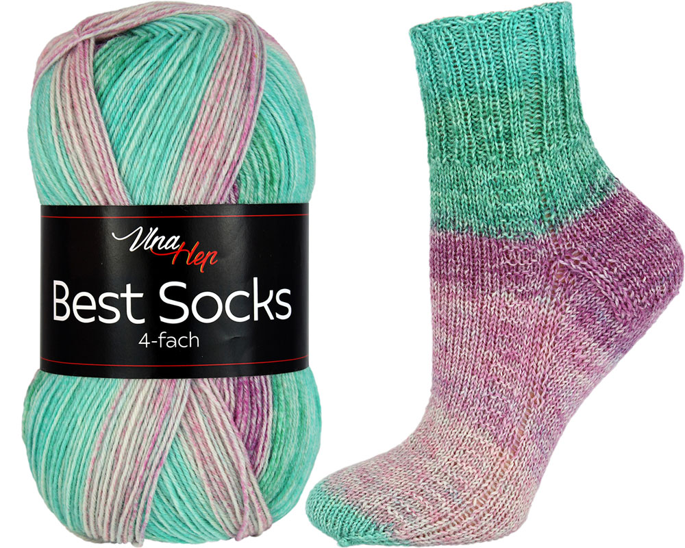 ponožkovková příze Best Socks 7326 odstíny růžové a tyrkys
