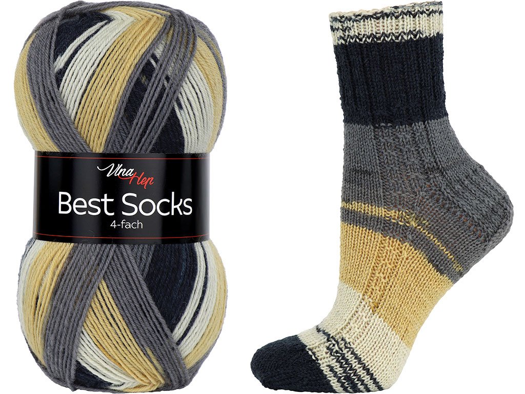 Ponožková příze Best Socks 7071 žlutošedočerná
