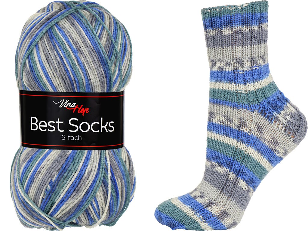 ponožková příze 6 nitka Best Socks 7373 modrošedá