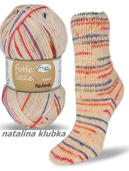 ponožkovka Rellana Flotte Socke 4f. Natura- 1571-modročervenooranž.