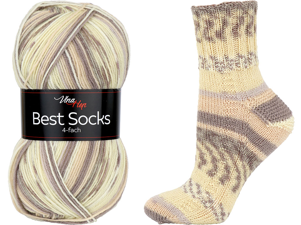 Ponožková příze Best Socks 7076- smetanovobéžovohnědá