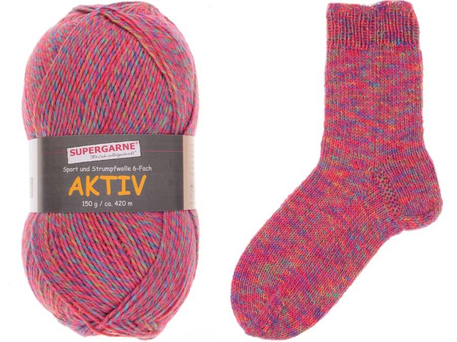 Aktiv 6-fach MOULINE  ponožková 365-00 pink barevná