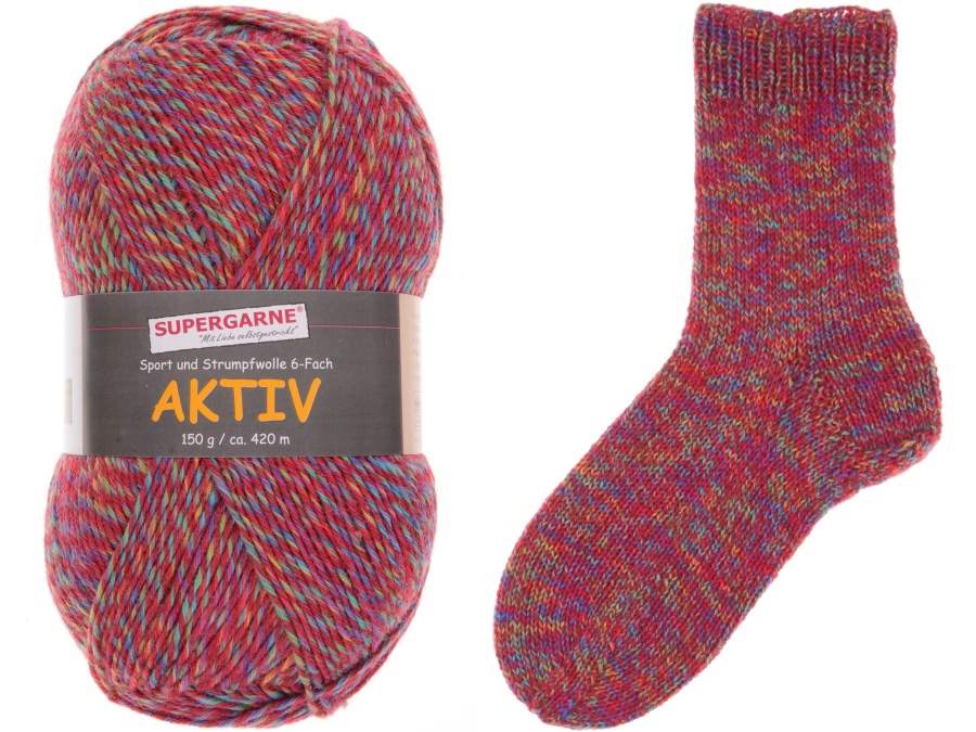 Aktiv 6-fach MOULINE  ponožková 365-20 vínová barevná
