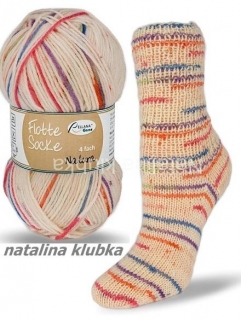 ponožkovka Rellana Flotte Socke 4f. Natura- 1571-modročervenooranž.