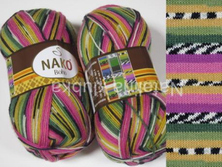 ponožková Nako Boho 81255 - fialovožlutozelená