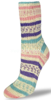 ponožková příze Flotte Socke 4f. Pastell -1612 světle modrá-růžová-fialová