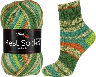 ponožkovka Best Socks 7313- odstíny zelené s oranžovou