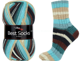 ponožkovka Best Socks 7072 -tyrkysohnědobéžová