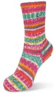 ponožková příze Flotte Socke 4f. Frische Brise- 1444 růžovo-smaragdově žlutá