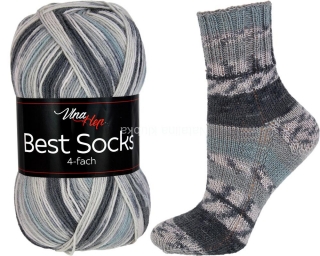ponožkovková příze  Best Socks 7306- šedočerná - nedostupná u výrobce
