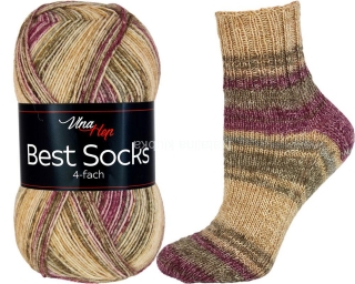 ponožkovková příze Best Socks 7323 odstíny béžové a vinovofialové
