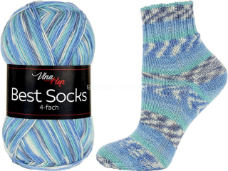 ponožková příze Best Socks 4 fach ( Vlna Hep) 7359 světle modrá s šedou
