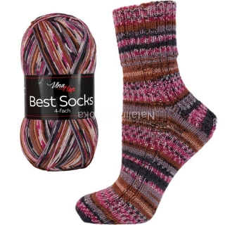 Ponožková příze Best Socks 7060-růžovohnědošedá 
