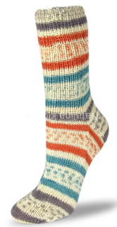 ponožková příze Flotte Socke 4f. Pastell -1611 benzín-oranžovo-šedá