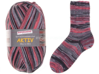 ponožková příze AKTIV 6-FACH IRELAND 6766- šedorůžová