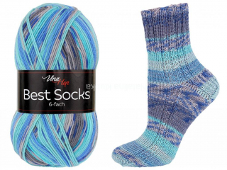ponožková příze 6 nitka Best Socks 7302 modrošedá