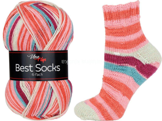 ponožková příze 6 nitka Best Socks 7362 lososová