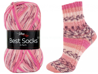 ponožková příze 6 nitka Best Socks 7303 růžová