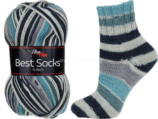 ponožková příze 6 nitka Best Socks 7365 modrošedotmavá