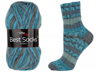 ponožková příze 6 nitka Best Socks 7309 tyrkysošedá