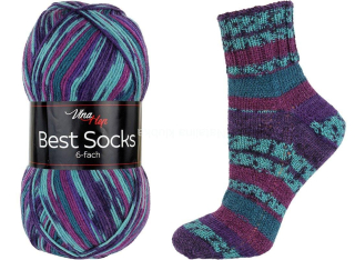 ponožková příze 6 nitka Best Socks 7311 fialovotyrkys