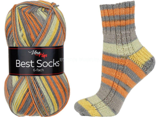 ponožková příze 6 nitka Best Socks 7363 šedooranž