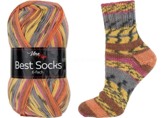 ponožková příze 6 nitka Best Socks 7304 zlutooranž