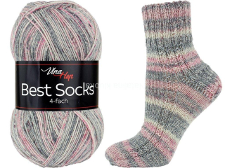 ponožková příze Best Socks - 4 nitka- 7330- šedorůžová