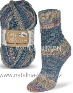 ponožkovka Rellana Flotte Socke 4f. Bambus-Merino - 1555 béžově modrá