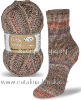 ponožkovka Rellana Flotte Socke 4f. Bambus-Merino - 1552 béžovo-hnědá-oranžová
