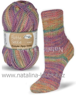 ponožkovka Rellana Flotte Socke 4f. Bambus-Merino - 1550 žluto-zelená-růžová