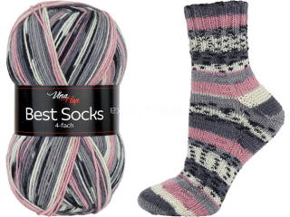 Ponožková příze Best Socks 7079 šedorůžová
