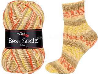 Ponožková příze / BEST SOCKS 6-FACH- 7369 žlutobéžovooranž