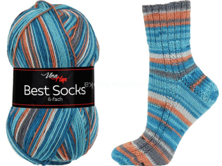ponožková příze 6 nitka Best Socks 7379 tyrkyso
